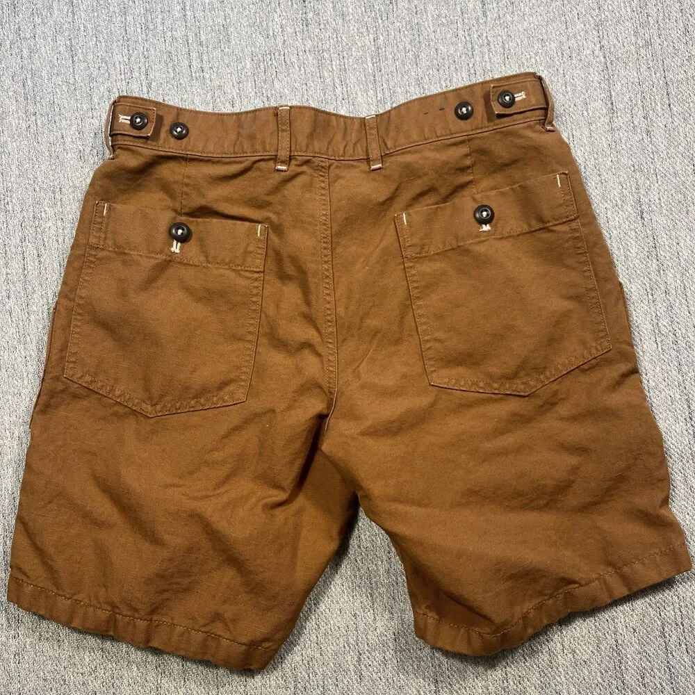 J.Crew Mens 29 Camp Utility Shorts  Burnt Orange Brown Cotton Linen AY197